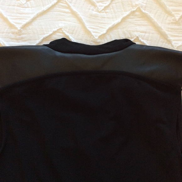 Ann Taylor black cowl neck top faux leather detail - Picture 5 of 6